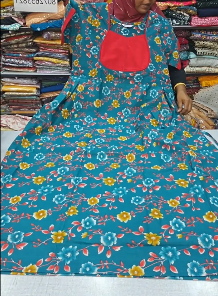 Premium Cotton Frock  Nighty with Adjustable Rope & Side Pocket | NT3364